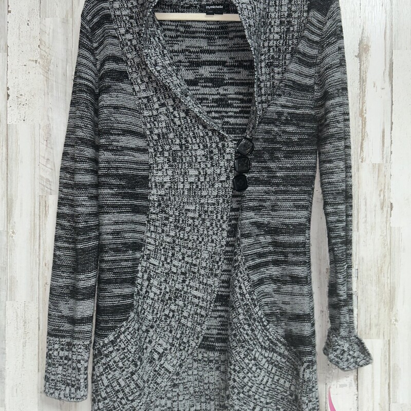 L Black Knit Button Cardi