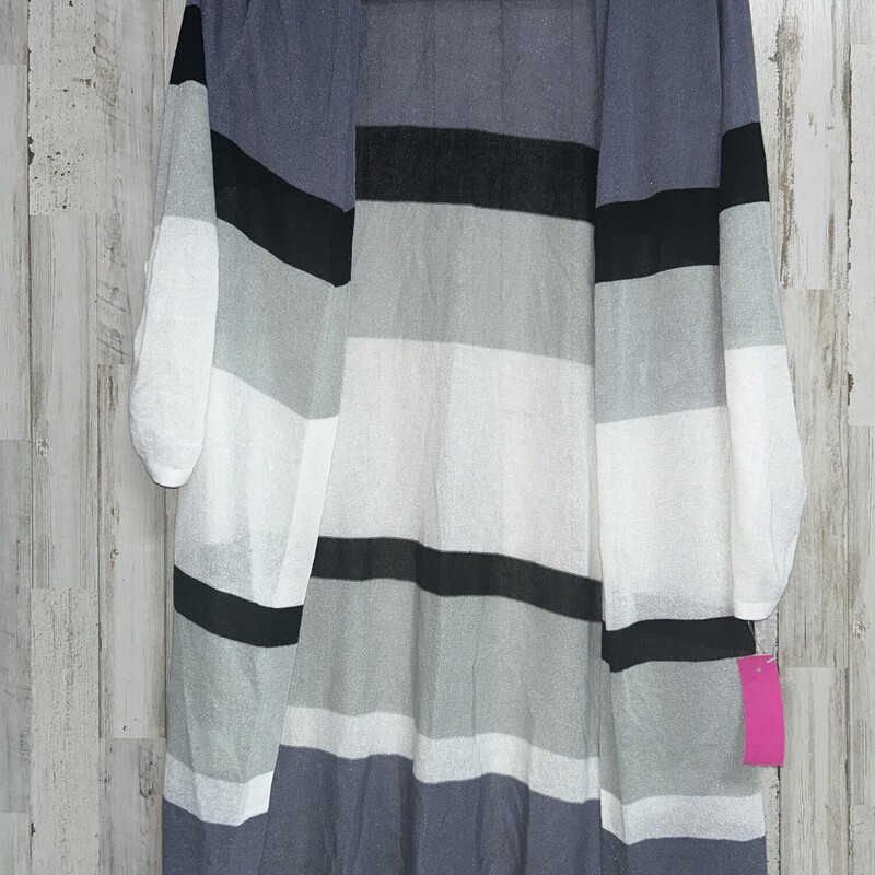 M Grey Striped Knit Cardi, Grey, Size: Ladies M