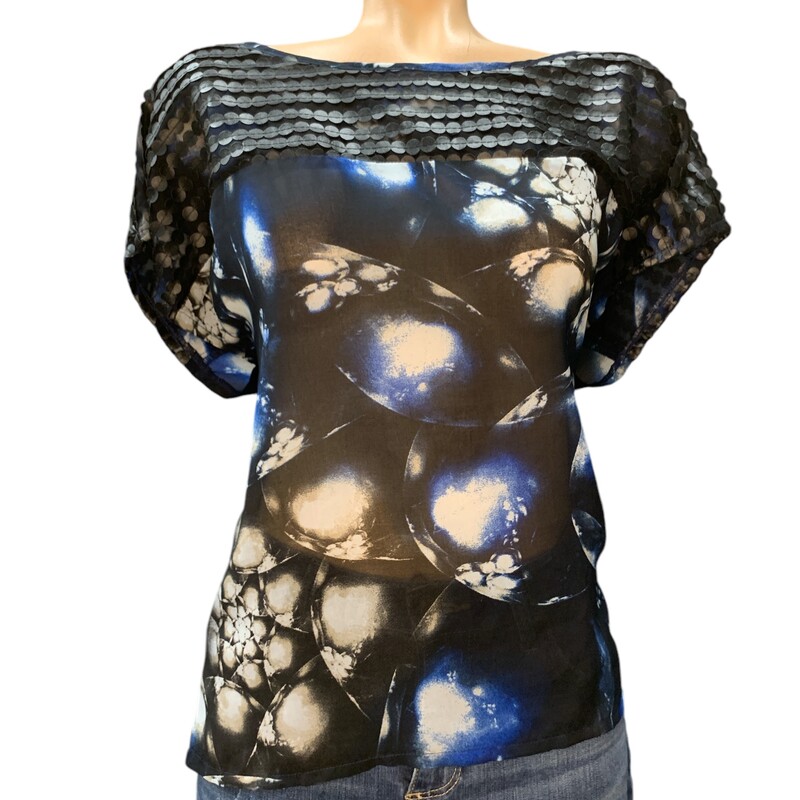 Anna Scott Top, Blk/blue, Size: L