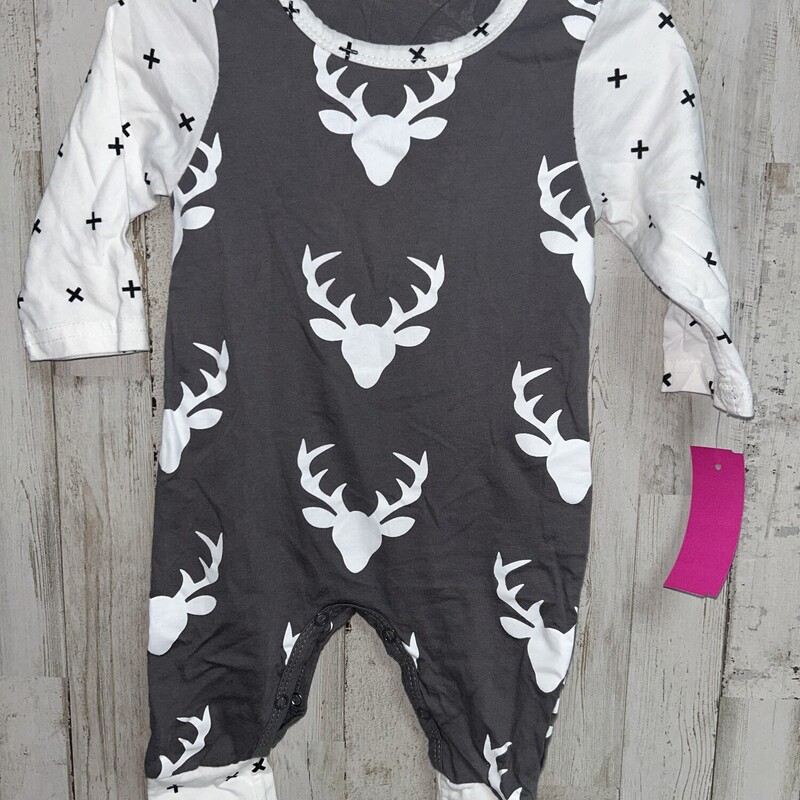 6M Grey Deer Print Romper