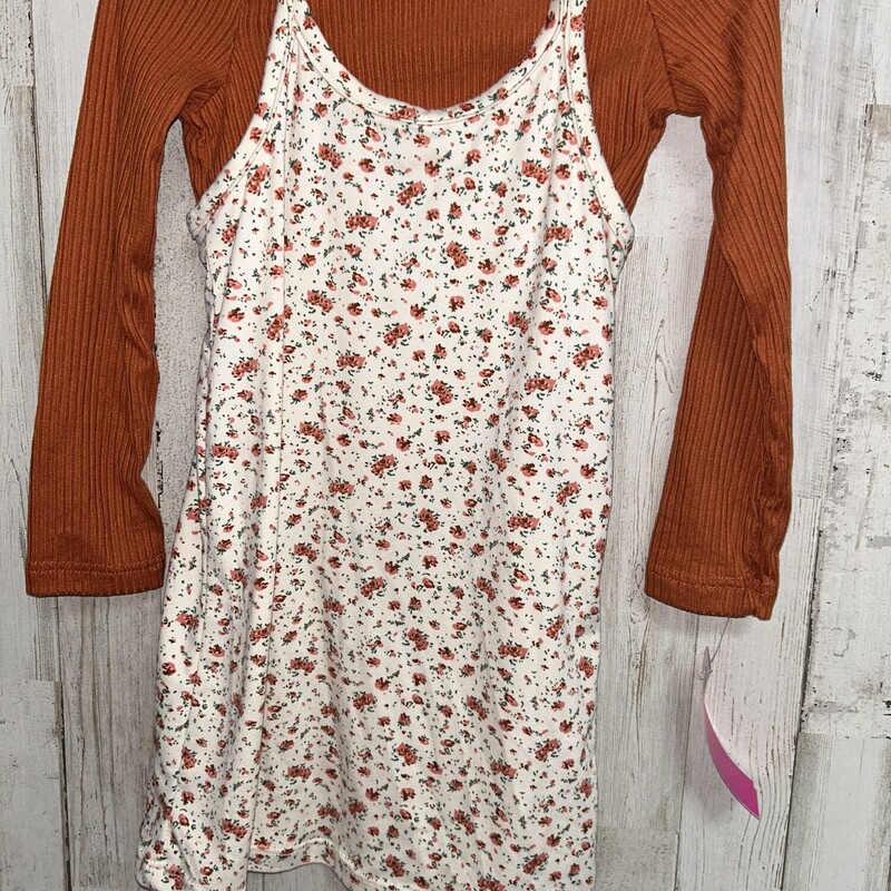 2T 2pc Rust Floral Dress