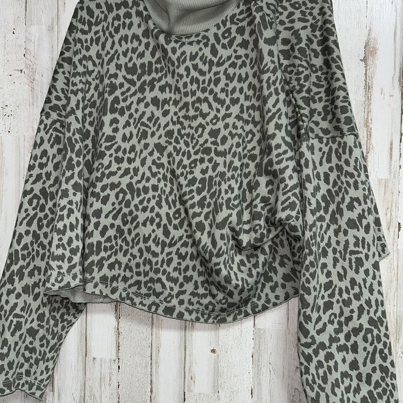 S Green Leopard Sweatshir, Green, Size: Ladies S