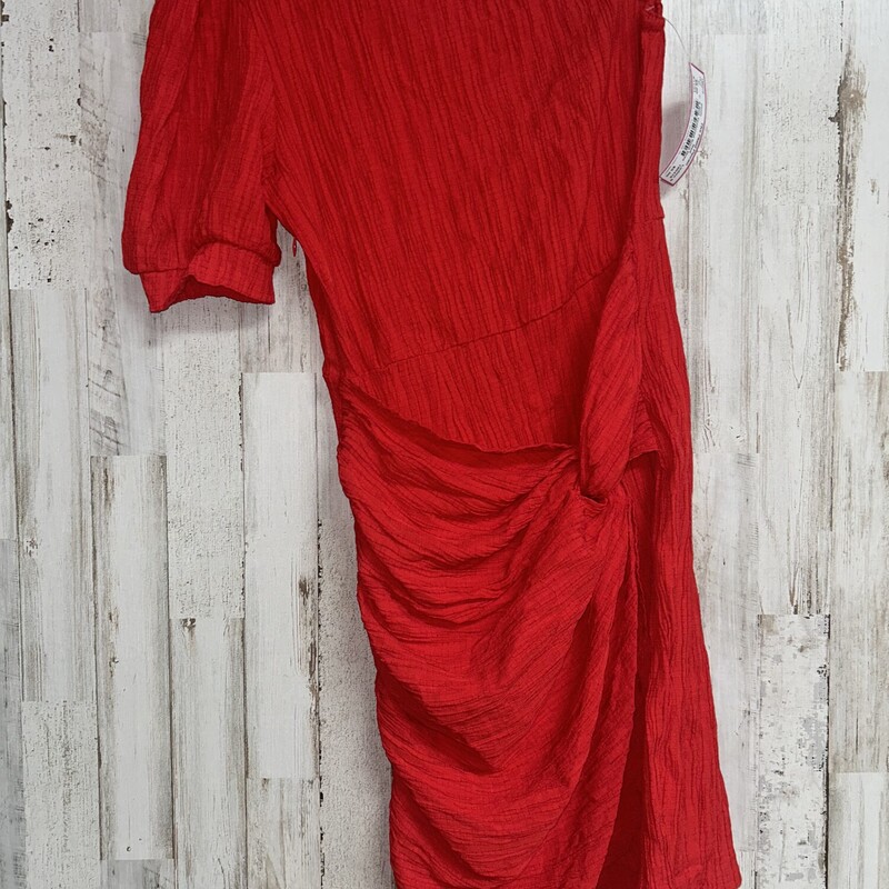 S Red Textured Knot Dress