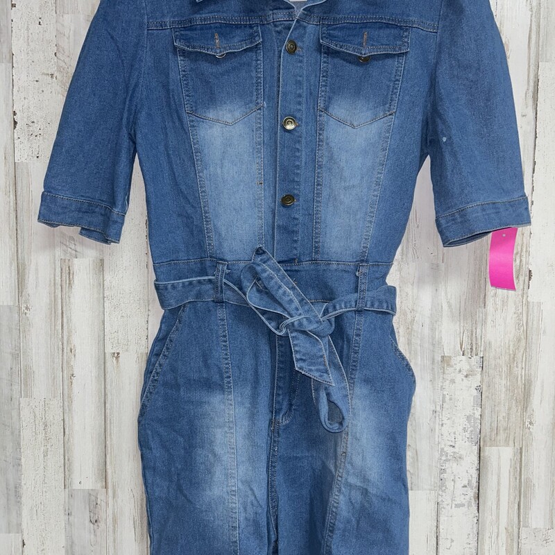 L Denim Tie Romper