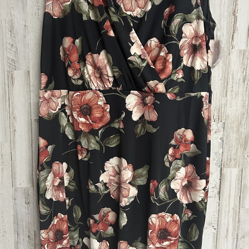 2X Black Floral Print Dre, Black, Size: Ladies 2X