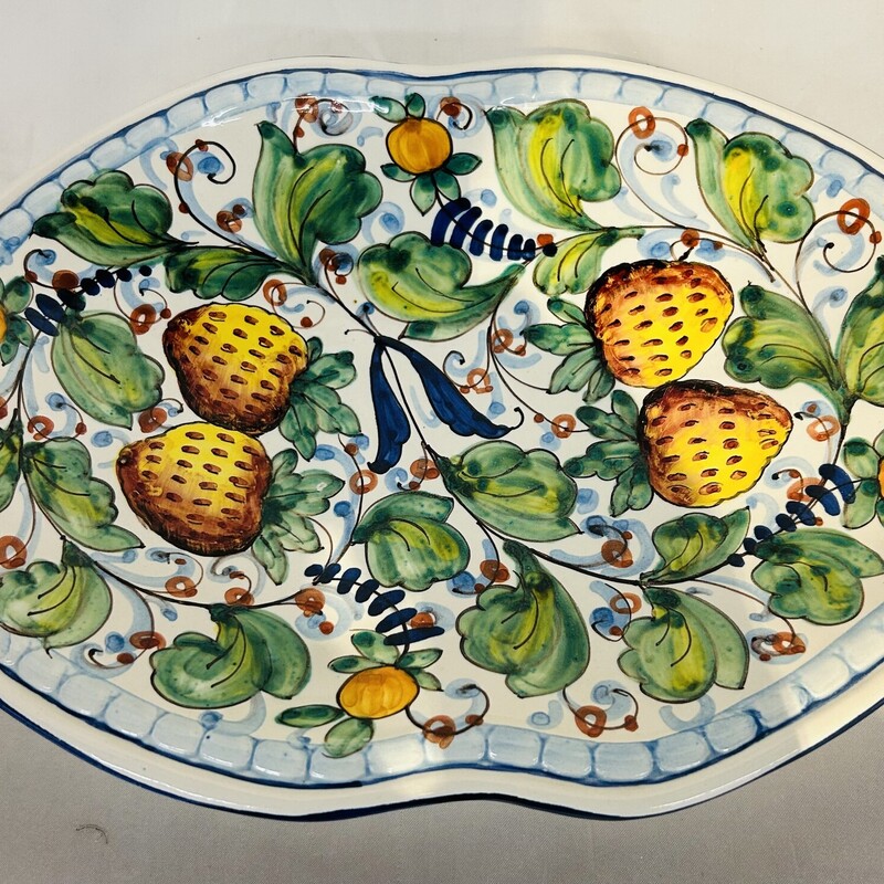 Italian Hand Painted Berries & Leaves Plate
Blue Green Yellow
Size: 10.5 x 8H