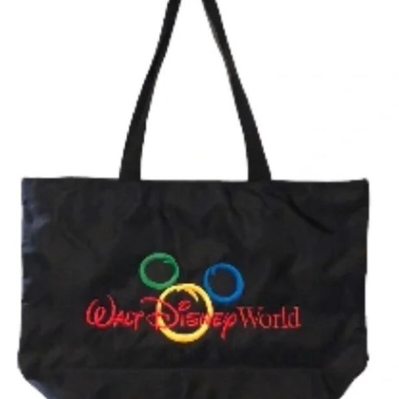 Walt Disney Nylon Zip Tote
Black with Stitched Primary Colors
Size: 19x7x12H