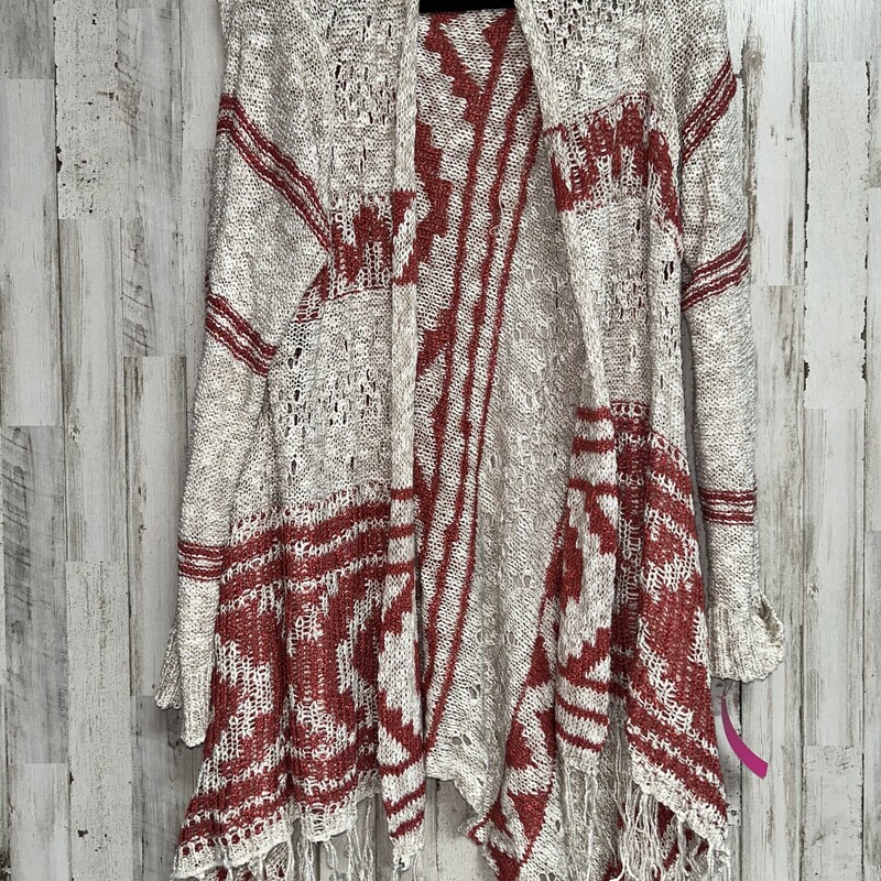 2X Tan/Red Knit Cardigan, Tan, Size: Ladies 2X