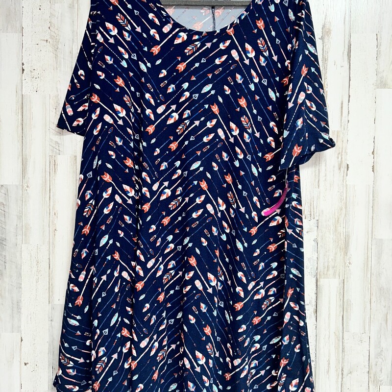 2X Blue Arrow Print Dress