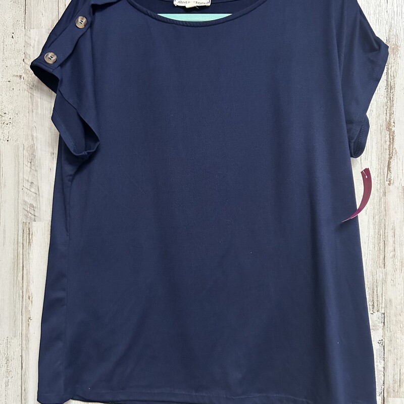 M Navy Button Top