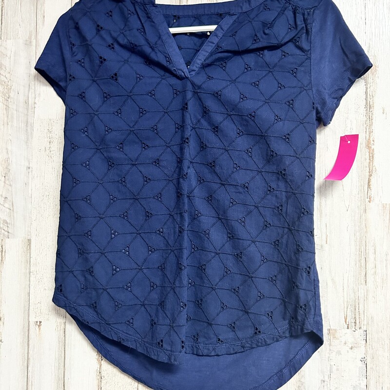 XS Navy Eyelit Top