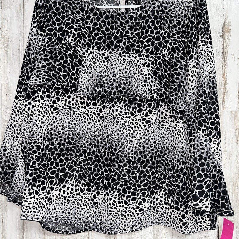 L Black Printed Ruffle To, Black, Size: Ladies L