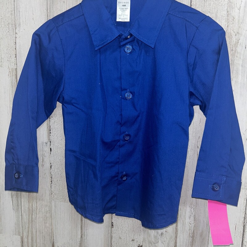 18M Blue Button Up, Blue, Size: Boy 12-24m