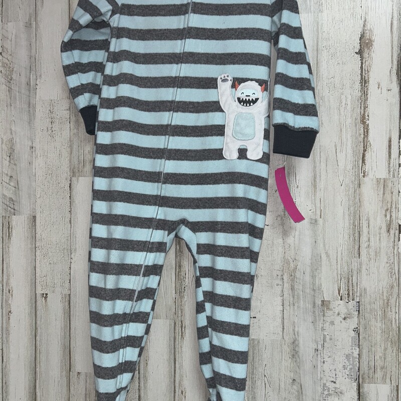 2T Blue Stripe Monster Sl, Blue, Size: Boy 2T-4T