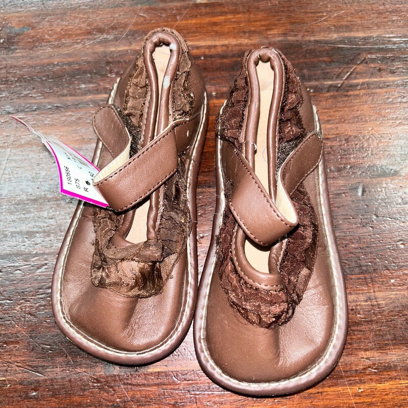 7 Brown Ruffle Mary Janes, Brown, Size: Shoes 7