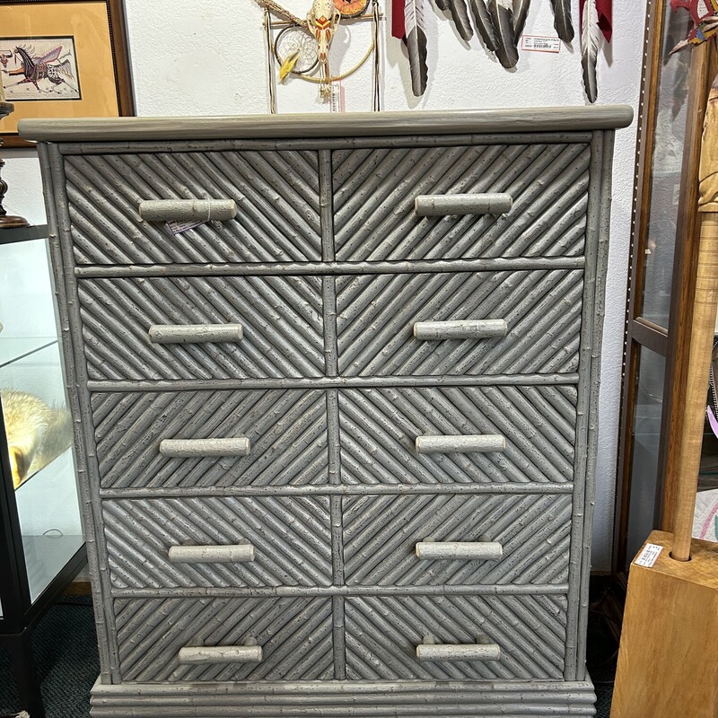 LaLune Rustic6DrawerChest, Color: Pewter, Size: 38Wx46H
Gorgeous handcrafted adirondack style tall boy dresser. Excellent condition!