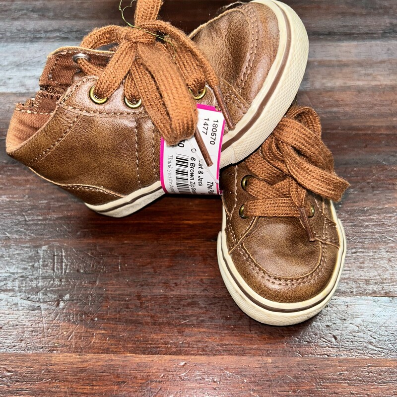 6 Brown Zip Sneakers, Brown, Size: Shoes 6