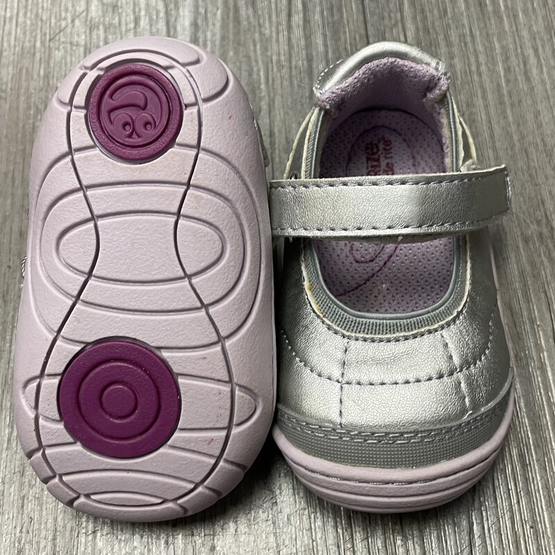 Striderite Maryjane Shoes, Silver, Size: 2T Infant