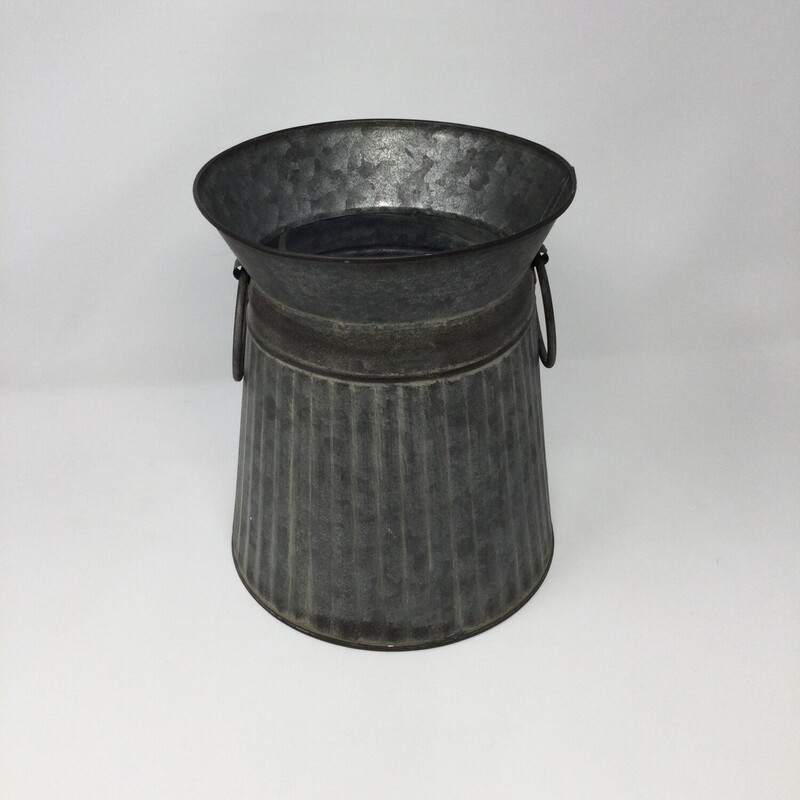 Galvanized Metal Bucket, Grey, Size: 9in