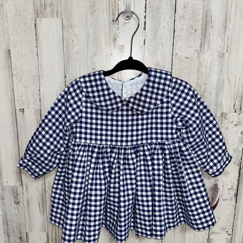 6M Navy Plaid Collar Dres