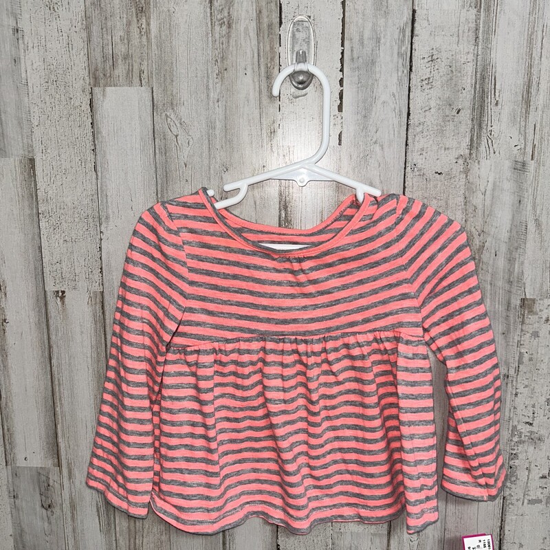 18M Coral Striped Top, Pink, Size: Girl 18-24