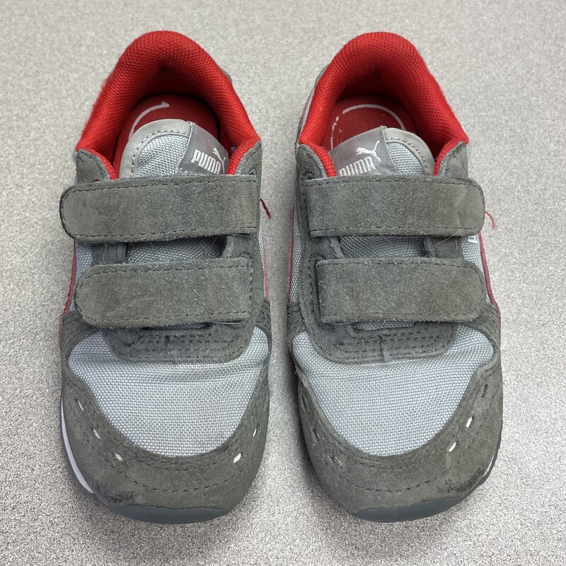 Puma Velcro Shoes, Grey/Red, Size: 9T