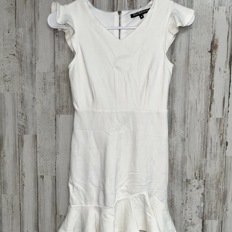 8 White Ruffled Dress