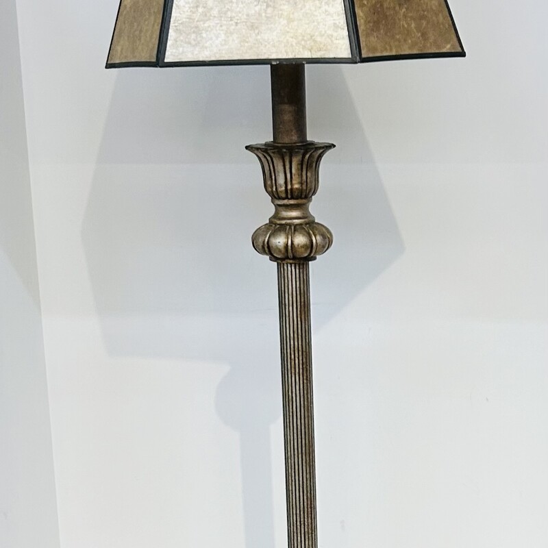 Candlestick Mica Shade Lamp
Silver Tan Brown
 Size: 9 x 32.5H