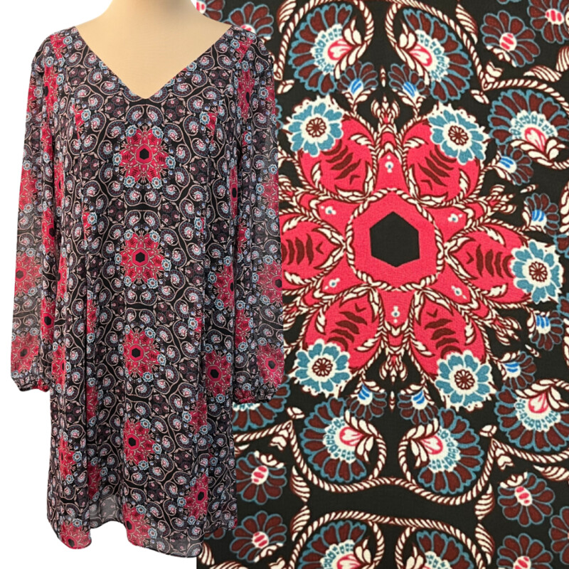 INC Floral Print Dress
Back Tie Detail
Sheer Sleeves
Color: Black, Brown, Teal, Rose, Blue, and Cream
Size: Medium