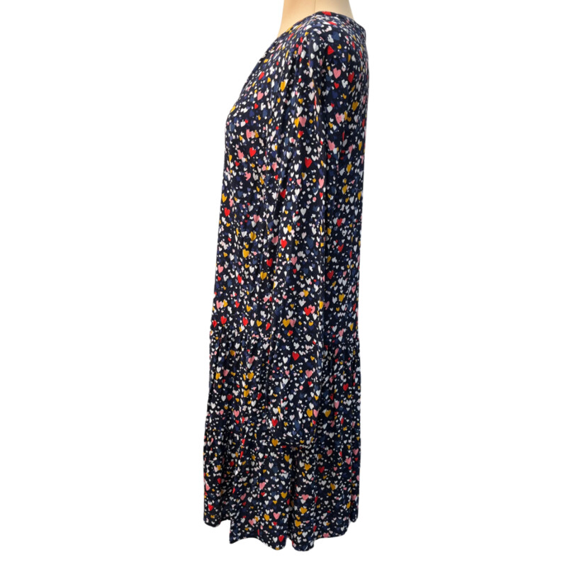 Loft Lots Of Hearts Dress<br />
Long Sleeve<br />
Drop Waist<br />
Color: Navy, Red, Pink, Blue, White, and Marigold<br />
Size: Medium