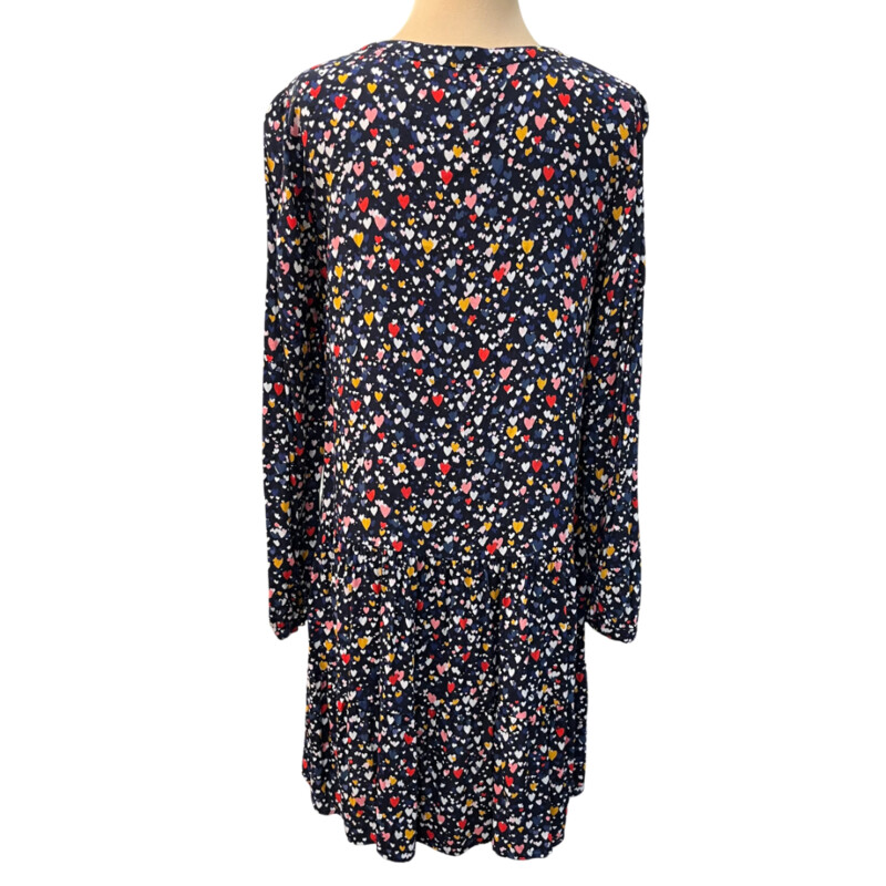 Loft Lots Of Hearts Dress<br />
Long Sleeve<br />
Drop Waist<br />
Color: Navy, Red, Pink, Blue, White, and Marigold<br />
Size: Medium