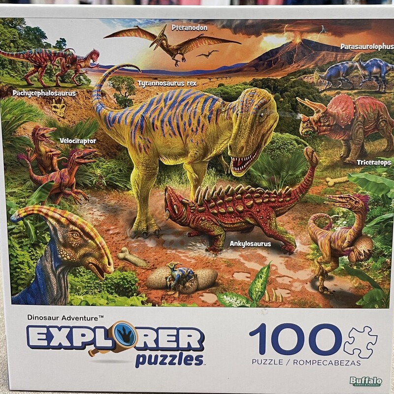 Explorer Puzzles Dinosaur, Multi, Size: 100pcs