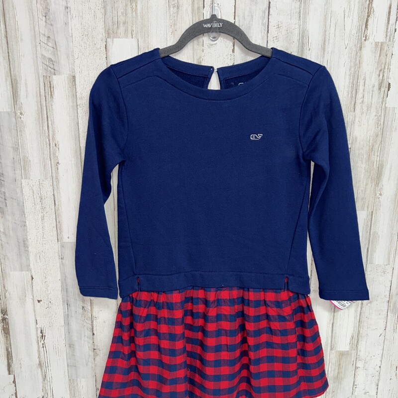 7/8 Navy Plaid Dress, Navy, Size: Girl 7/8