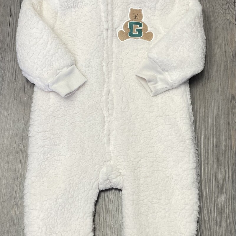 Gap Hooded Sherpa Onesie, White, Size: 3Y