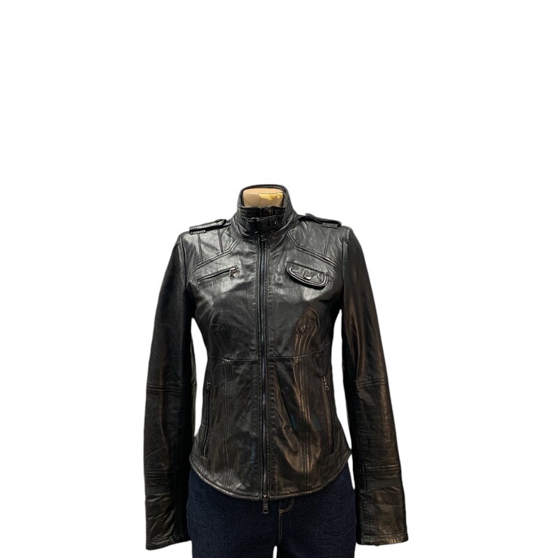 Danier Leather Jacket, Black, Size: XS