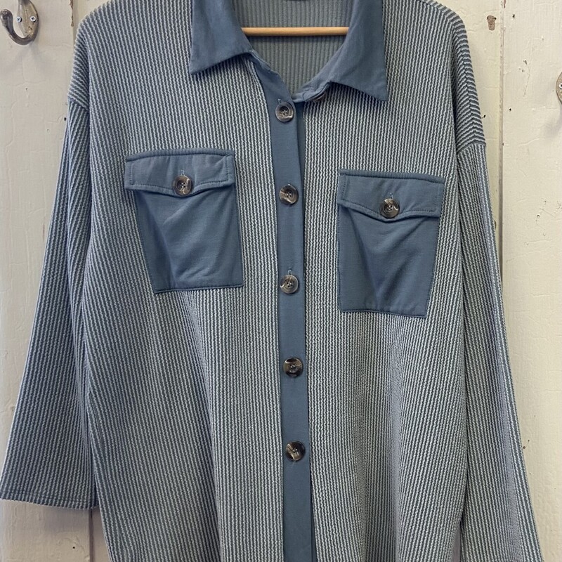 Teal Rib Bttn Shirt