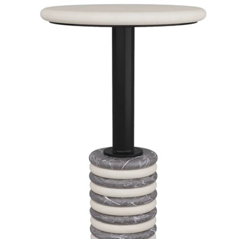 Arteriors Paolo Marble Table
Grey Black White Marble
Size: 14x21H
The beauty of graphic black and white create a high-contrast accent table with serious visual interest. The Paola features a white marble top on a pedestal of blackened iron and a stack of alternating white and galaxy marble discs as the base.
retail $1380