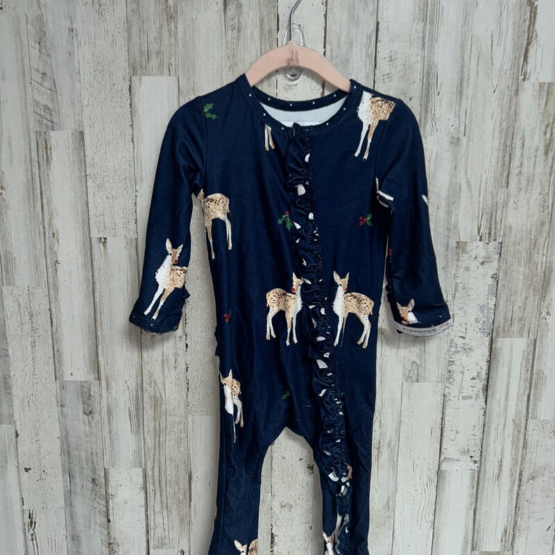 2T Navy Reindeer Romper, Nvy, Size: Girl 2T