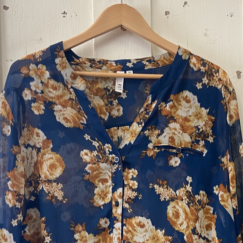 Blu/squash Floral Blouse