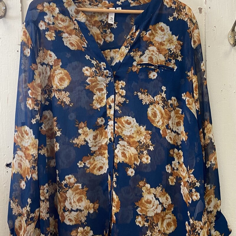 Blu/squash Floral Blouse