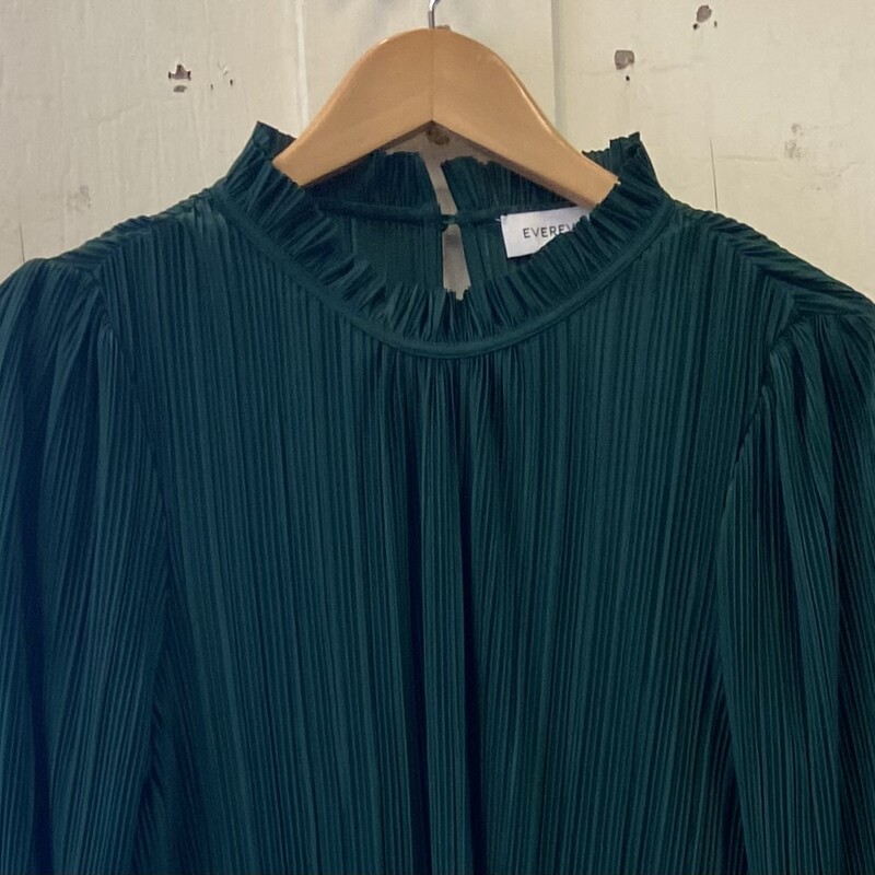 Grn Rib Ruffle Blouse