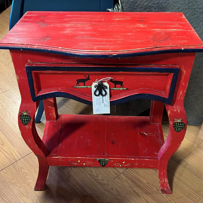 Vtg Red One Drawer, Rustic, Lodge
26in wide x 15.5in deep x 29in tall