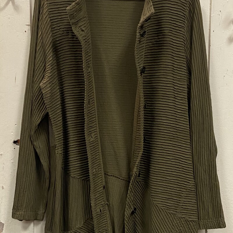 Olive Ribbed Bttn Jacket<br />
Olive<br />
Size: XL