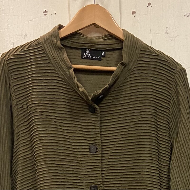 Olive Ribbed Bttn Jacket