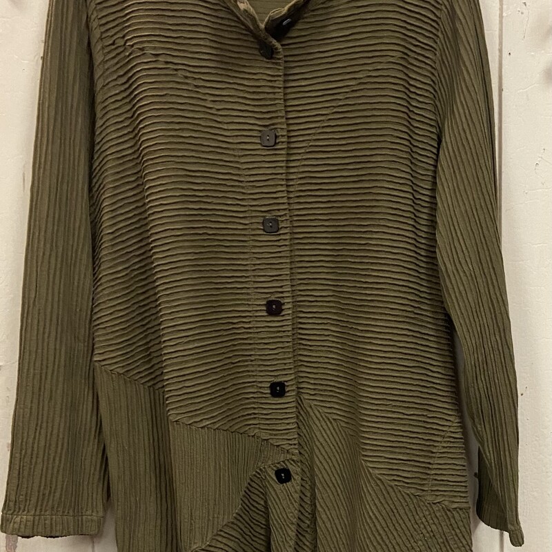 Olive Ribbed Bttn Jacket<br />
Olive<br />
Size: XL