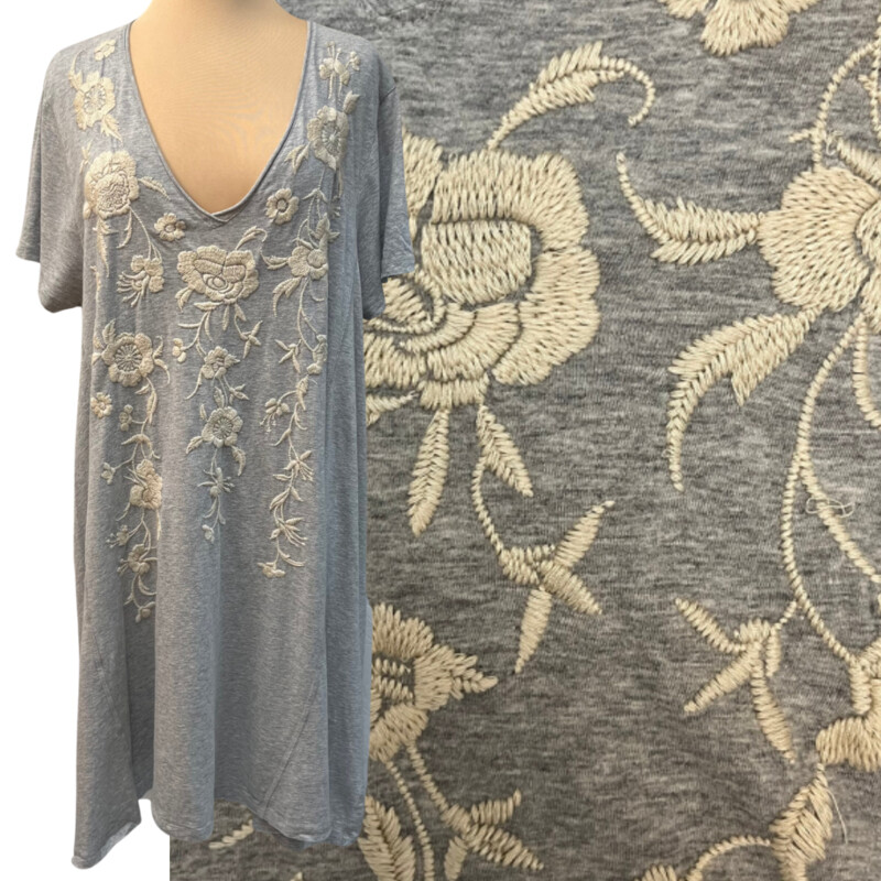 Johnny Was Embroidered Dress
100% Cotton
Color: Gray with Cream Flowers
Size: XLarge