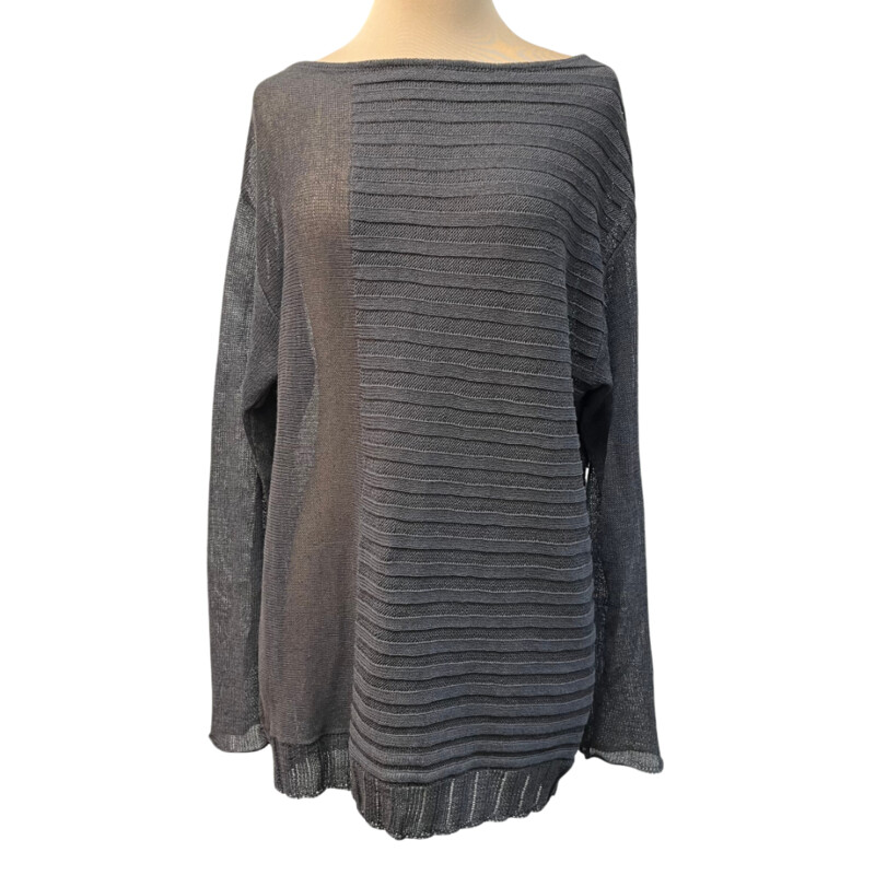 Sarah Pacini Loose Knit Sweater<br />
Linen Blend<br />
Color: Gray<br />
Size: Large