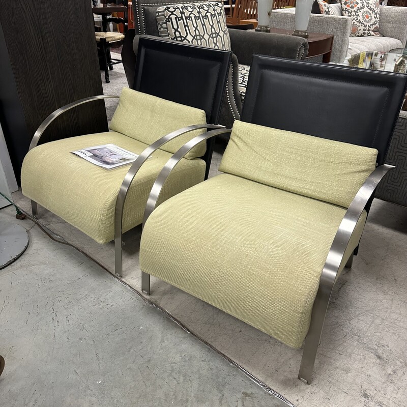 Awesome Mid Centory Modern Dario Gagliardini for Joquer Lounge Chairs, with Chrome base and black leather backs. Sold together as a PAIR.