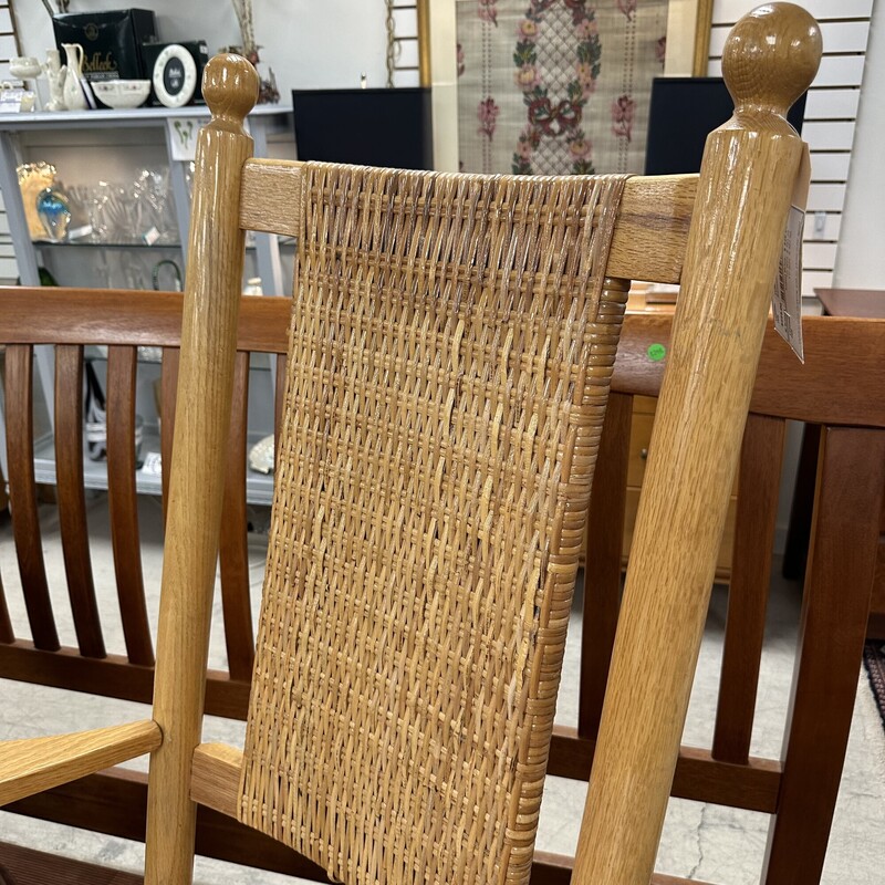 Kennedy Cane Wood Rocking Chair, Natural Wood. Includes LL Bean cushion.