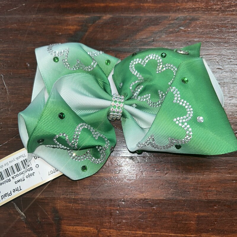 Shamrock Rhinestone Bow, Green, Size: Bows